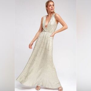 Lulus shimmery golden goddess dress